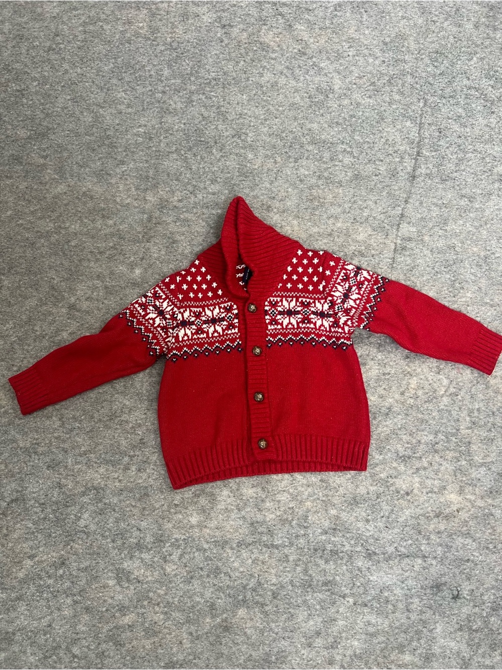 Janie and Jack‎ Baby Boy 18-24 months Red Nordic Button-Up Cardigan Sweater
